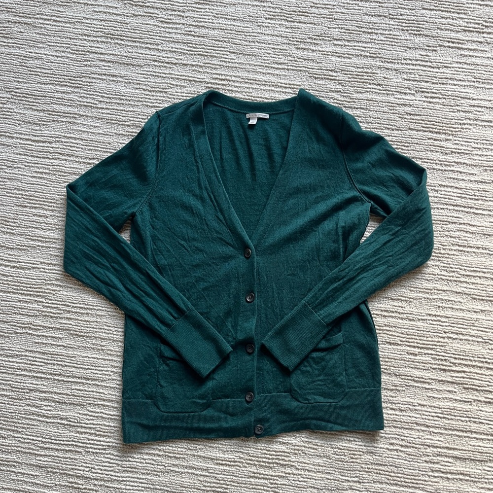 Halogen green wool cardigan